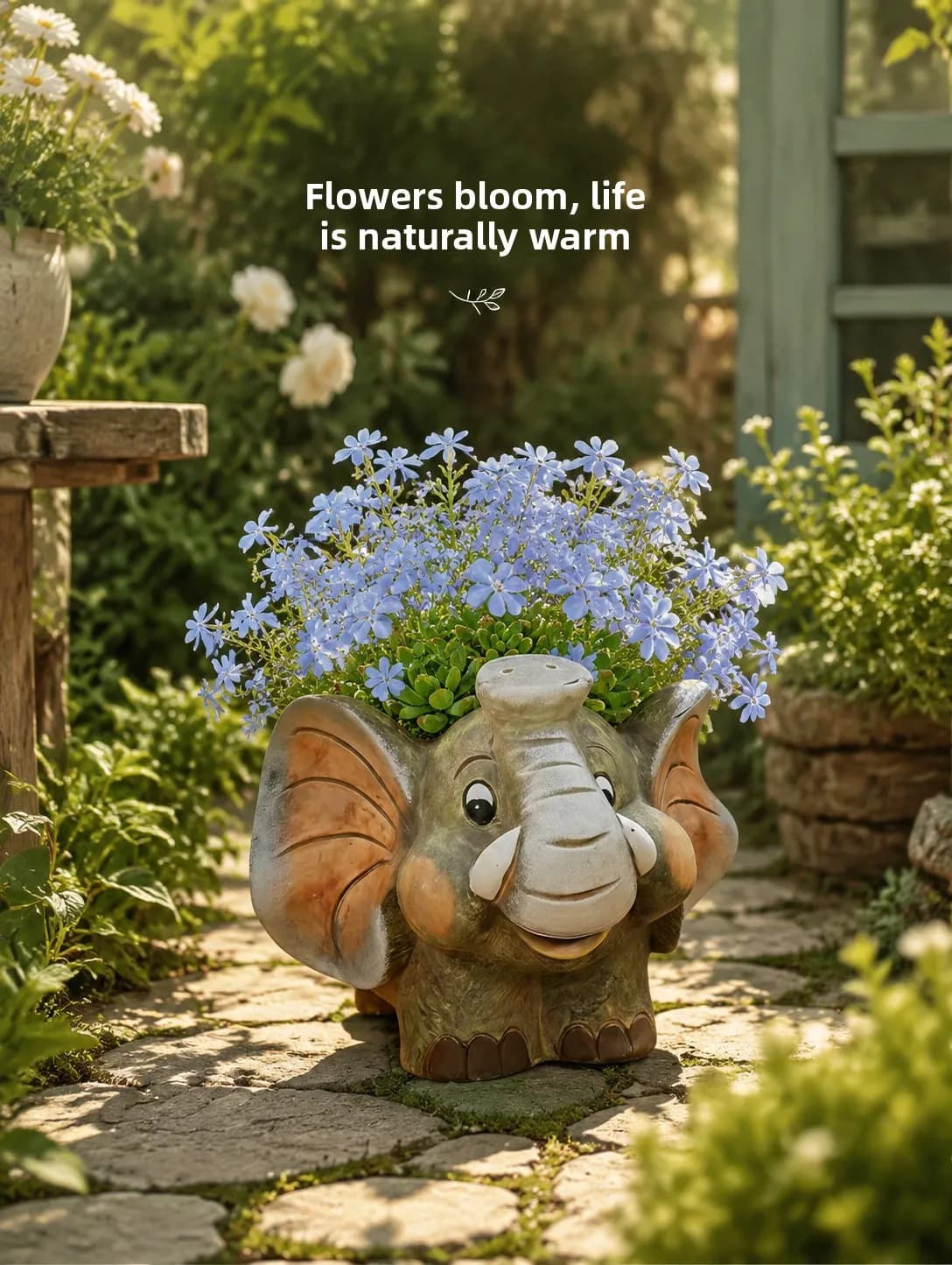 Retro Handmade Aged Elephant Flower Pot Ornaments Garden Succulent Planting Pots Miniature Landscape Courtyard Decoration