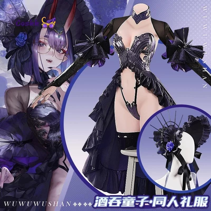 Nuovo Costume Cosplay di Shuten Douji dal Gioco Fate/Grand Order, Abito Nero Sexy con Cappello per Halloween e Natale