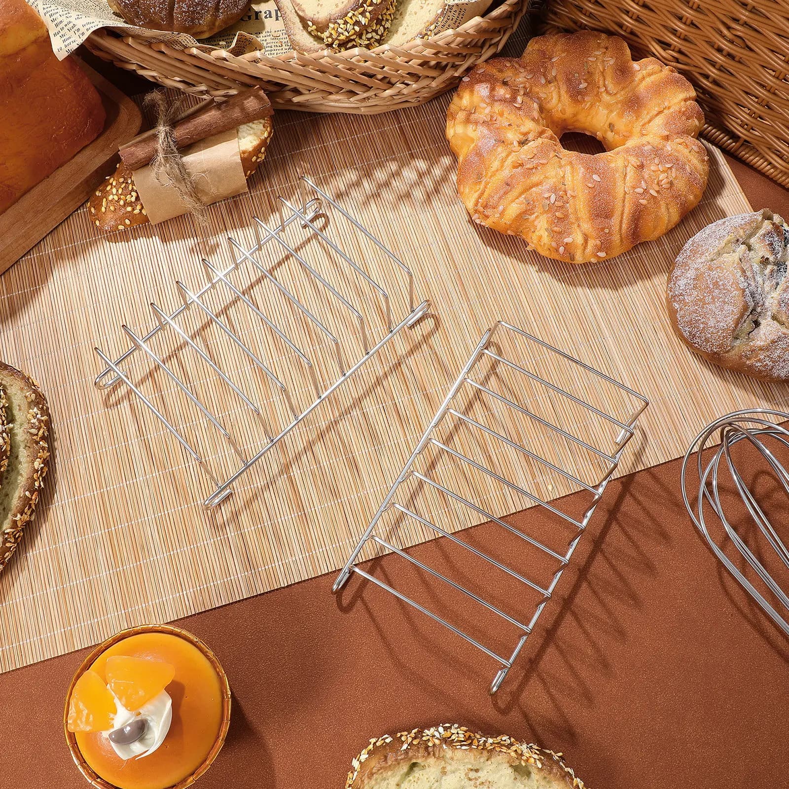2 Pezzi Griglia in Acciaio Inossidabile per Pane, Cottura, Forno ad Aria, Pentola a Pressione, Vaporiera, Accessori per Preparazione Alimenti