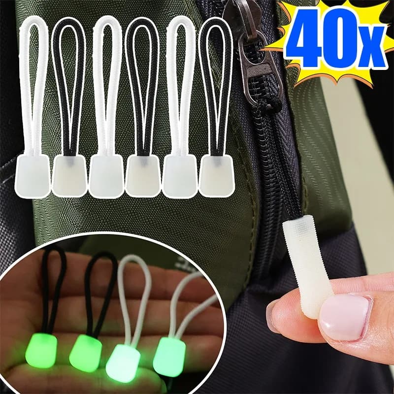1/40PCS Luminoso Cerniera Tirare La Corda Glow In The Dark Testa Della Chiusura Lampo Anti-perso Zaino Vestiti Giubbotti Testa Cursore Kit di Riparazione Per Cucire