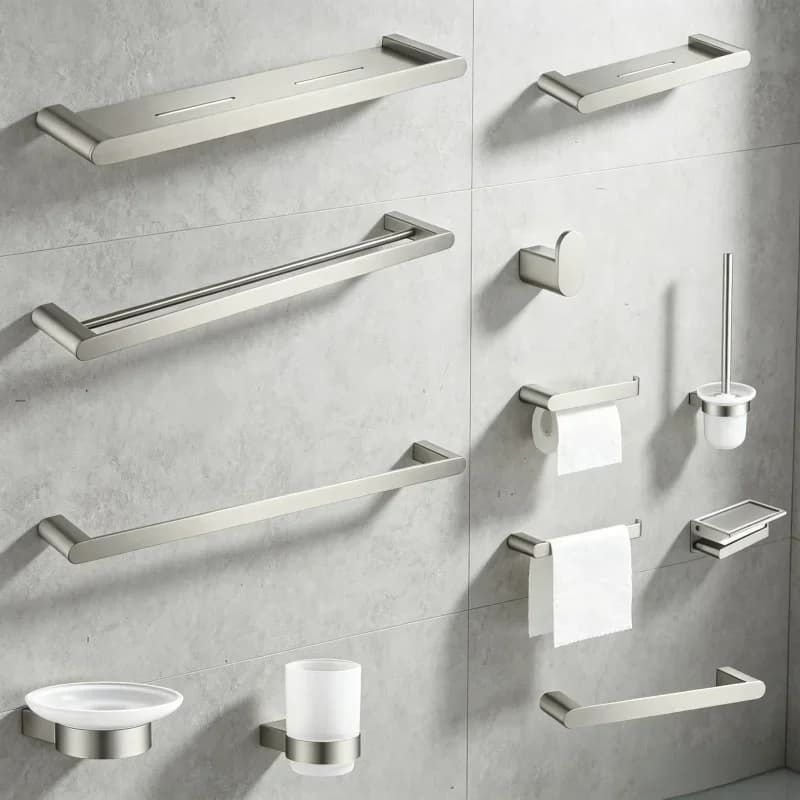 Bathroom Hardware 304 Stainless Steel Brushed Nickel Towel Bar Toilet Paper Holder Soap Holder Towel Ring Toilet Accessories