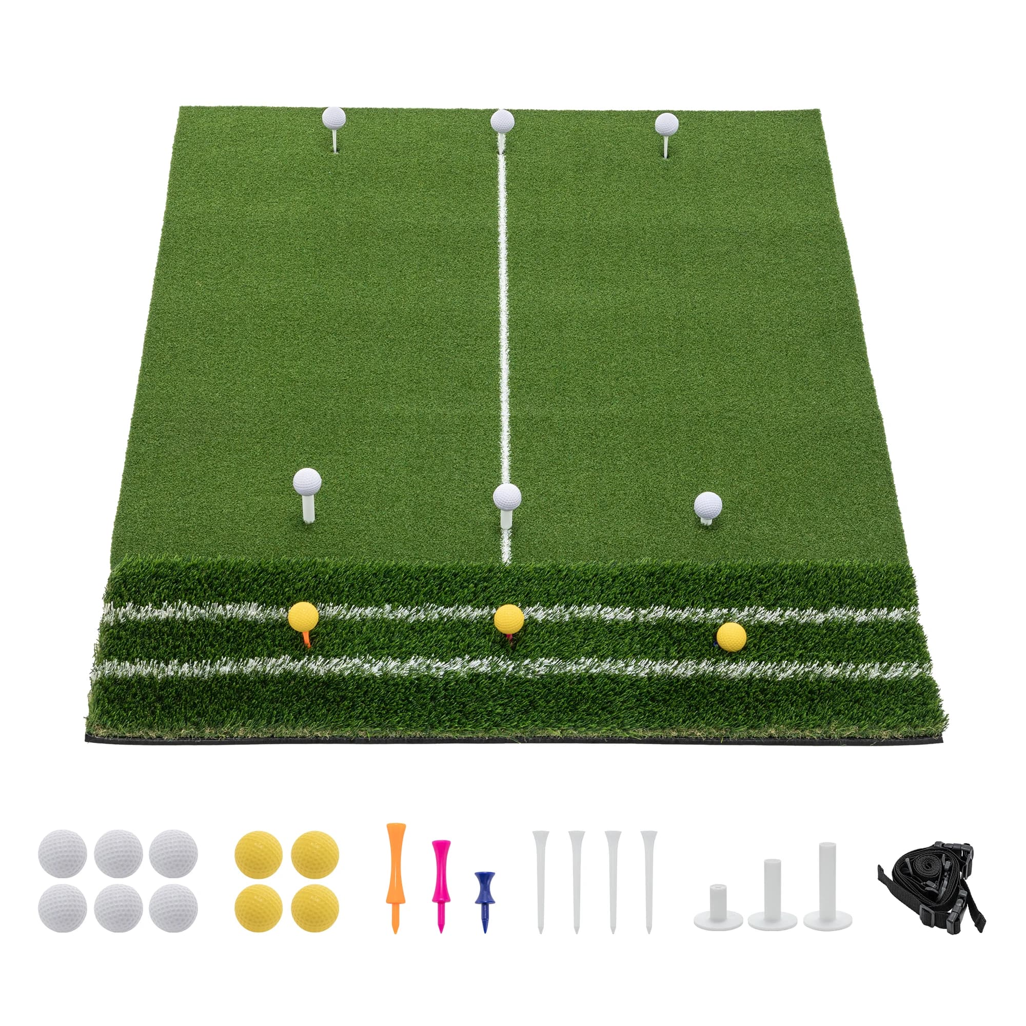Straight Line Type 5*4FT Golf Hitting Mat, Heavy Duty Practice Turf with Guide Line 9 Tee Positions Training Kit Local Warehouse