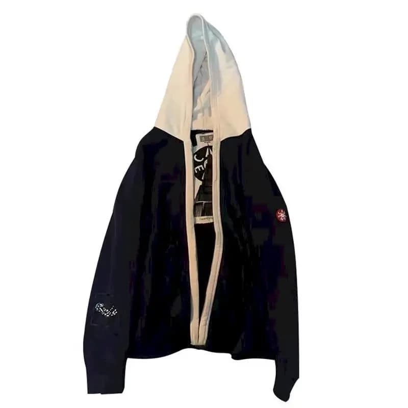 Fashion Patchwork Coats Men Women Japanese Korean Embroidery Zipper Hooded Jackets Casual Loose Outerwear Cardigan Hoodie Autumn