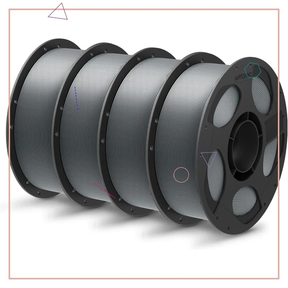 Filamento PLA Plus per Stampante 3D 1.75mm, Alta Resistenza, Precisione Dimensionale +/- 0.02mm, Set di 4 Bobine da 1KG, Grigio