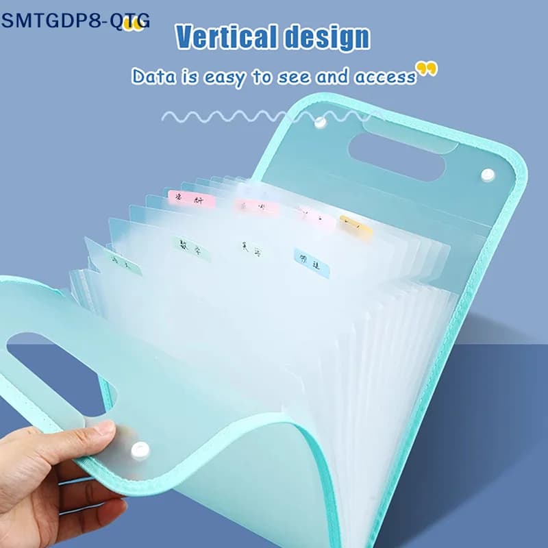 NUOVO Portadocumenti a 13 Tasche, Formato A4, Colore Macaron, Organizzatore per Documenti a Fisarmonica, per Aula, Ufficio, Casa