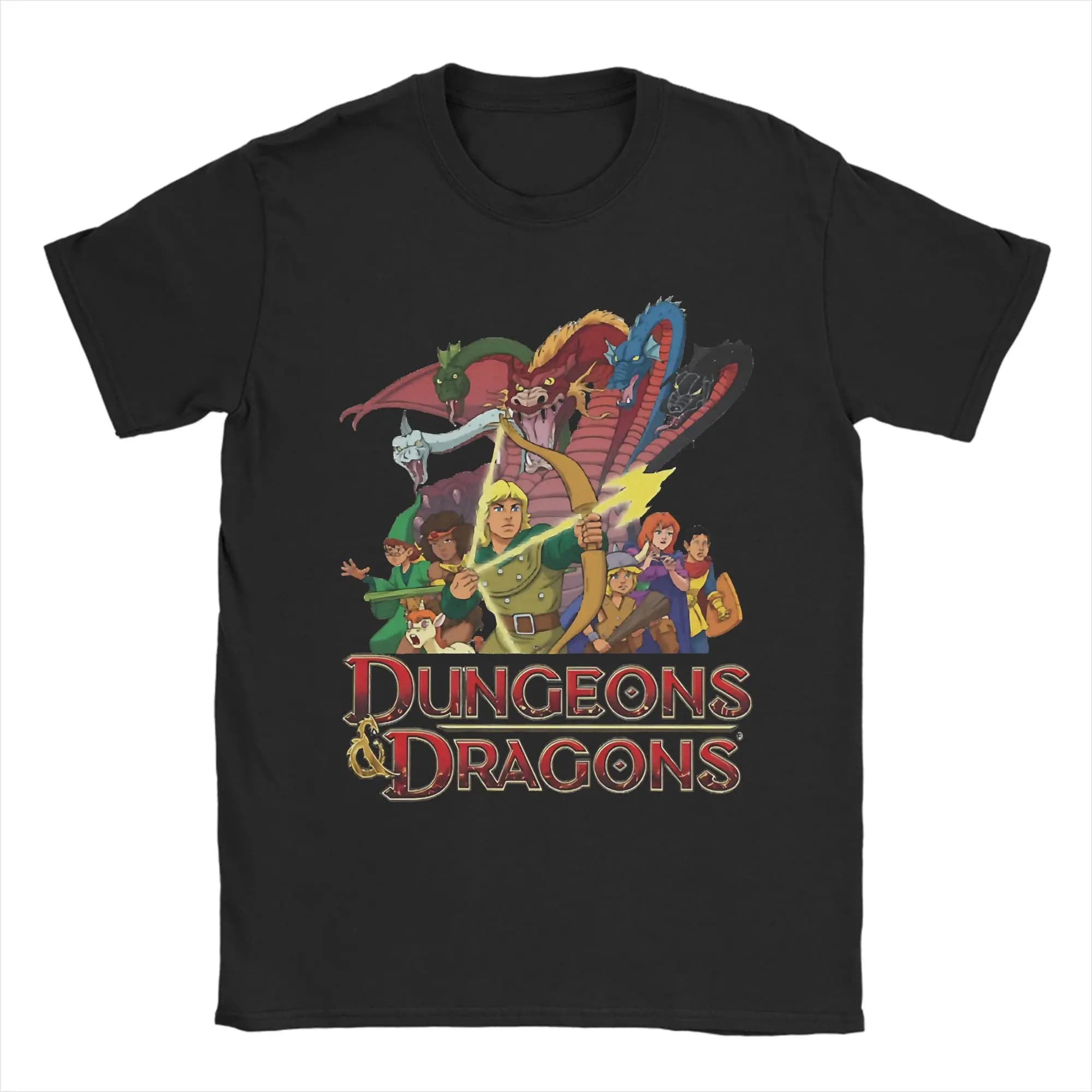 Maglietta Dungeons And Dragons Cartoon, T-shirt da spiaggia di tendenza, T-shirt da uomo 100% cotone con scollo rotondo, T-shirt casual a maniche corte Y2K