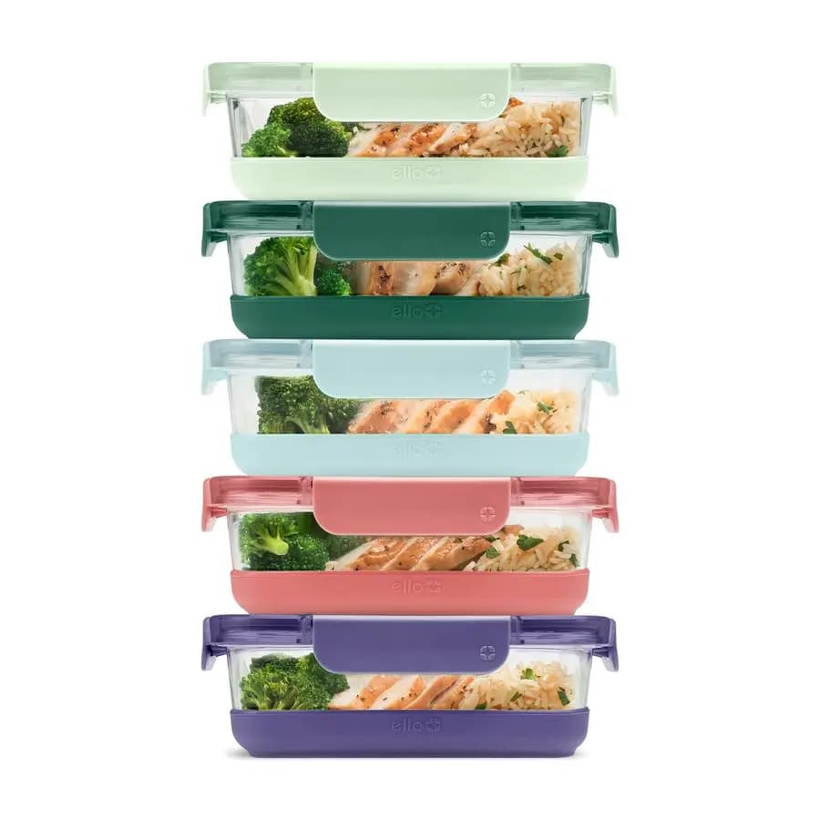 Set di Contenitori per Alimenti in Vetro Duraglass Refresh da 3,4 Tazze, 10 Pezzi, Set da 5 Contenitori con Base in Silicone e Chiusura Ermetica Senza BPA