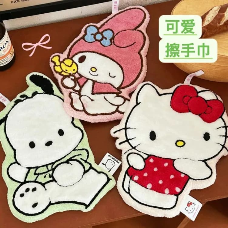 Cartoon Sanrio Hello Kitty Simpatico Anime Asciugamano Doppio Strato di Spessore Assorbente Pile di Corallo Asciugamano Appeso Casa e Viaggio Kawaii