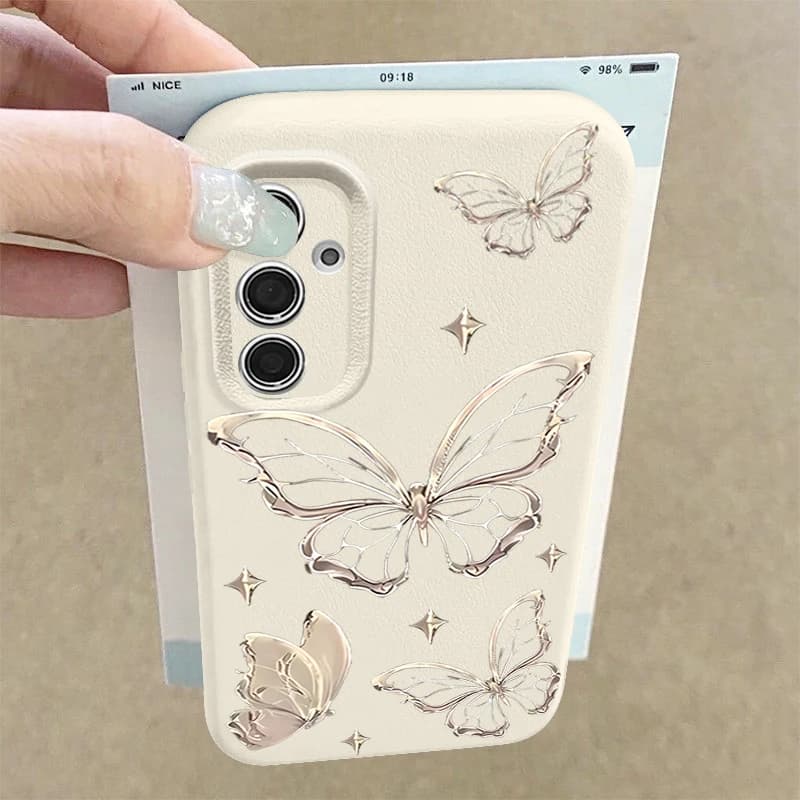 Custodia Golden Butterfly per Samsung Galaxy S25 S26 S24 S23 Ultra S22 S21 FE A17 A37 A57 A14 A34 A54 A15 A35 A55 A16 A26 A36 A56 5G
