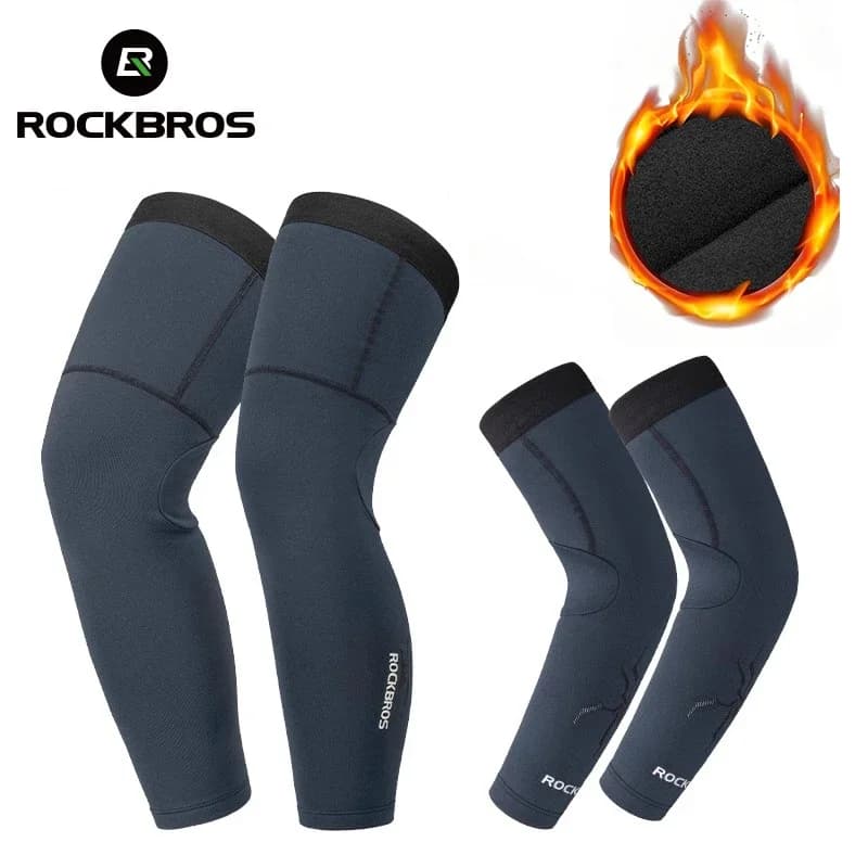 ROCKBROS Sport Calore Manica Manica per le gambe Antivento Sport Maniche in pile Ginocchiere Uomo Donna Autunno Inverno Attrezzatura da ciclismo