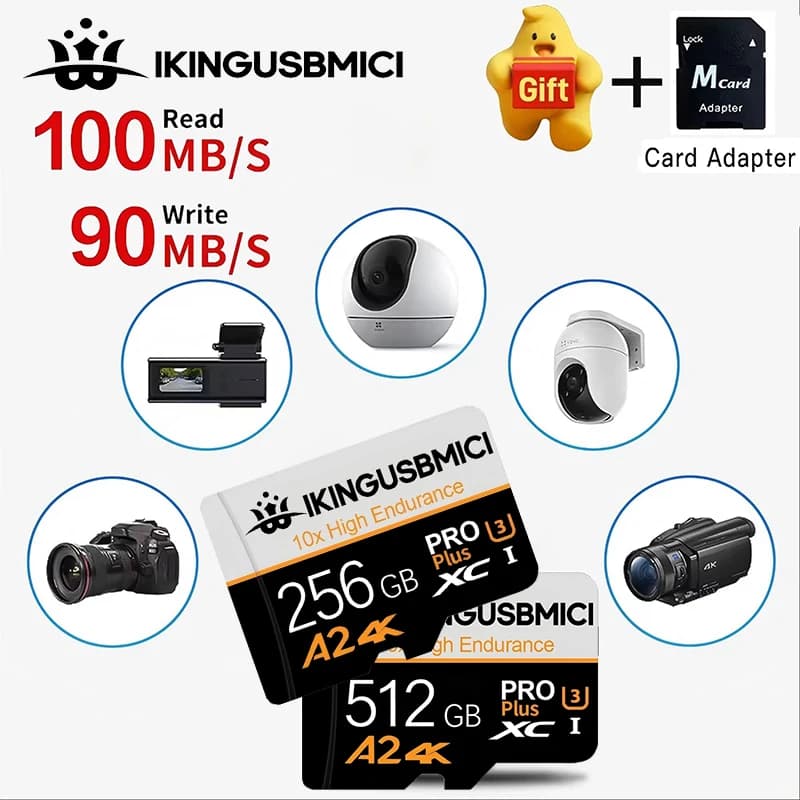 High Speed Memory Card SD Cards Micro SD Card TF Cards 32GB 256GB 512GB Dustproof Shockproof U3 for Smartphone Surveillance