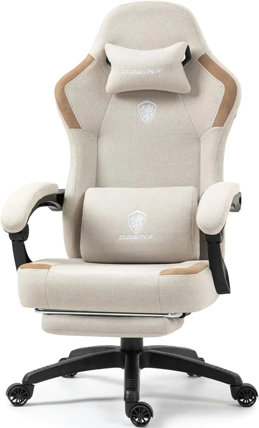 Sedia da gioco in tessuto con cuscino a molle insacchettate, sedie per computer traspiranti con supporto lombare per massaggi e poggiapiedi, alta