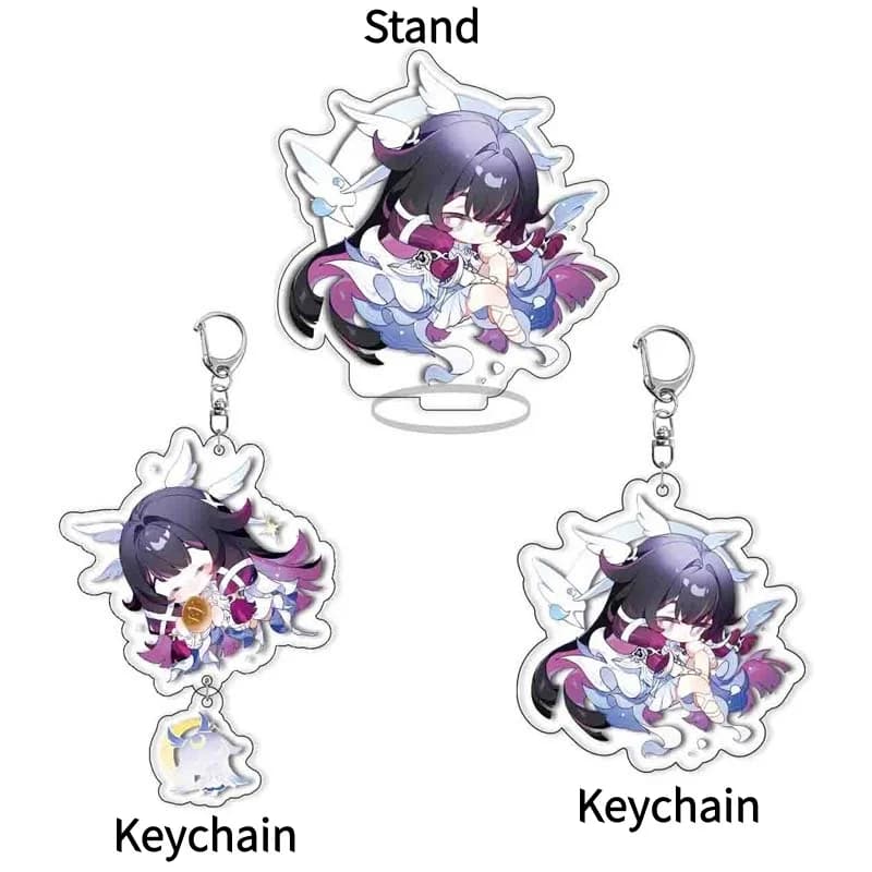 Game Genshin Columbina Hyposelenia Damselette Acrylic Keychain Backpack Pendant and Figure Stand Model Plate Desktop Decor Gift