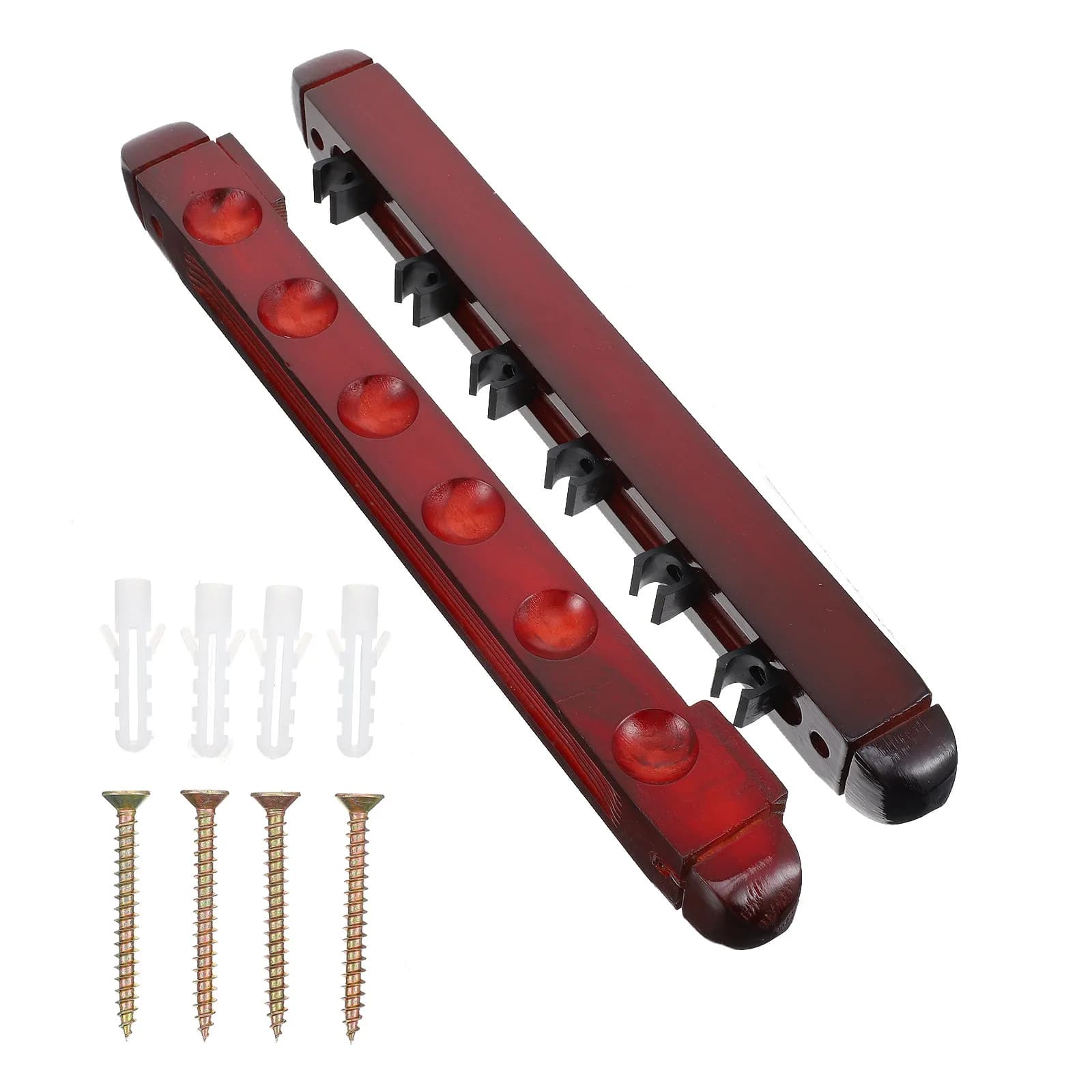 Set di 1 Portastecche da Biliardo a Sei Fori da Parete in Legno, Robusto Espositore per Stecche, Organizza le Stecche in Modo Ordinato