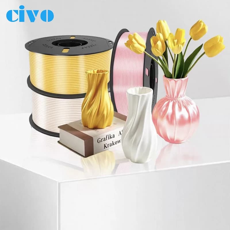 Premium Silky PLA+ Filament 1.75mm 1kg, Ultra Smooth Shiny Silk Surface, Saturated Rich Color, No Clog High Precision 3D Printin