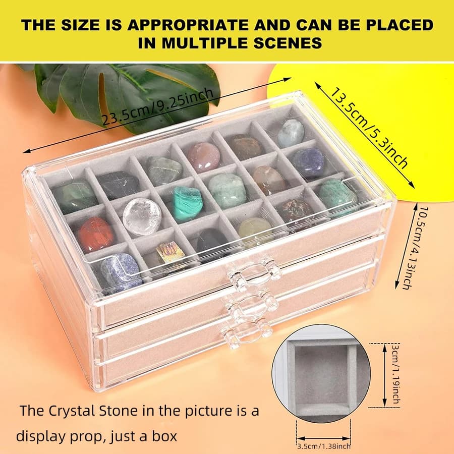 Rock display box 54 slots children's rock collection box stone collection gem transparent display box storage box