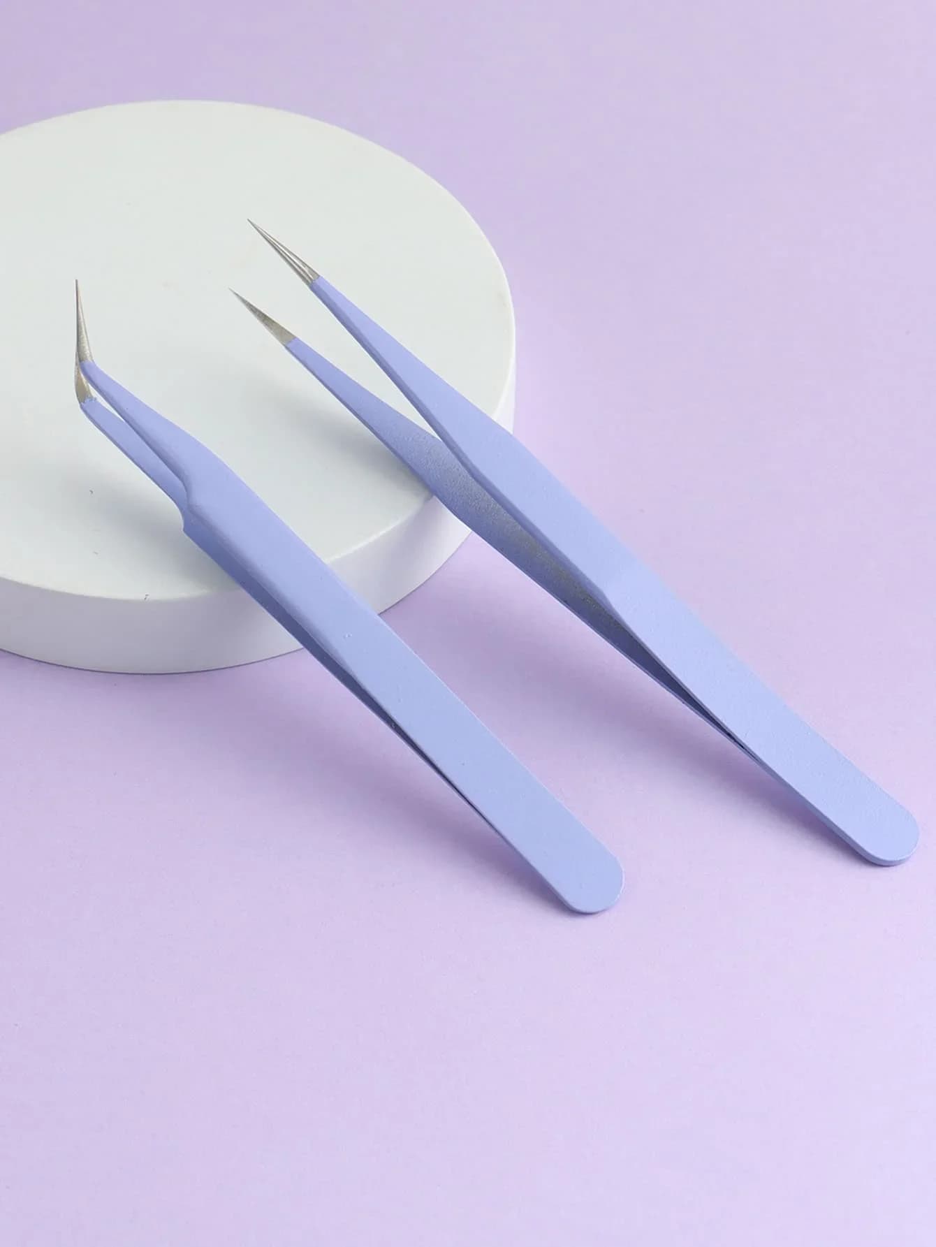 2pcs Macaron Pliers, Straight & Bent Tweezers Set, Jewelry Making Tools, DIY Epoxy Resin Mold Accessories, Purple Tweezer Kit