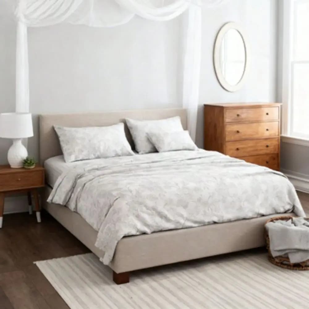 Set di lenzuola in microfibra con motivo a pezzi, grigio Vine, Queen