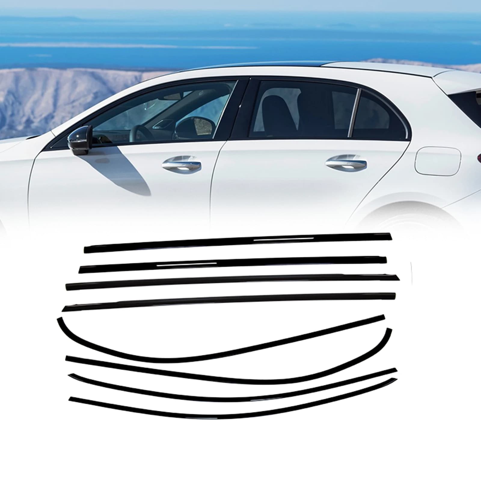 Per Mercedes Benz W177 Classe A180 A200 A220 A250 A260 A35 A45 AMG 2019-2024 Hatchback Finestra esterna Guarnizioni Striscia Trim