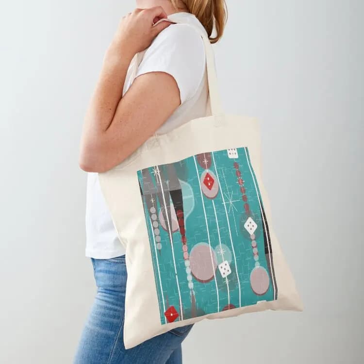 Backgammon Bling -- Retro Game Night -- Mid-century Modern Tote Bag large tote bag Gift bag canvas tote bags