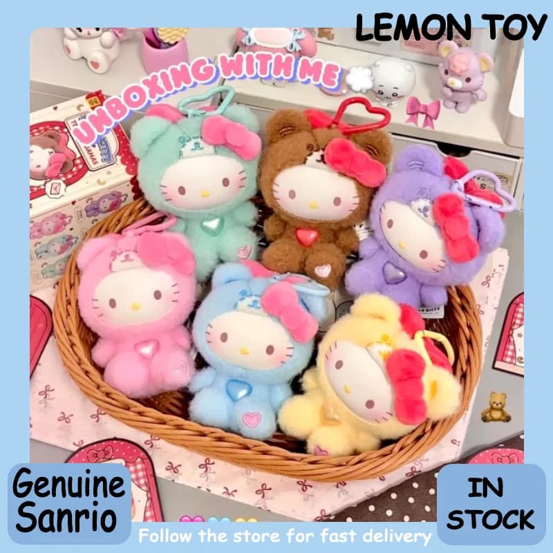 Genuino Sanrio Hello Kitty Teddy Pigiama Serie Blind Box Vinile Collezione di bambole carine Ornamento da tavolo Regalo di tendenza della moda