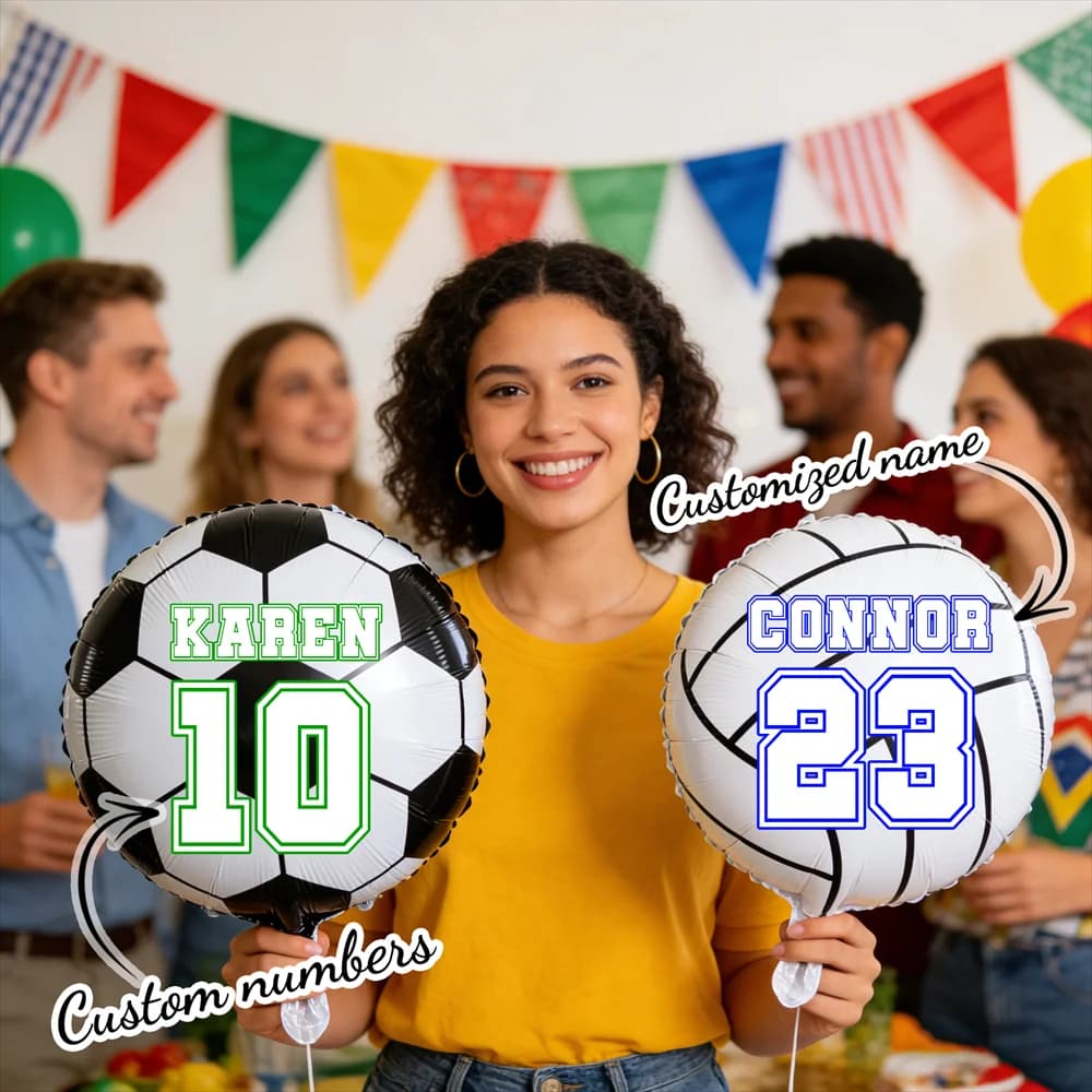 Personalized balloons with Name and Number for Volleyball Festivals, Football, Birthdays, Gifts and Party Decorations
