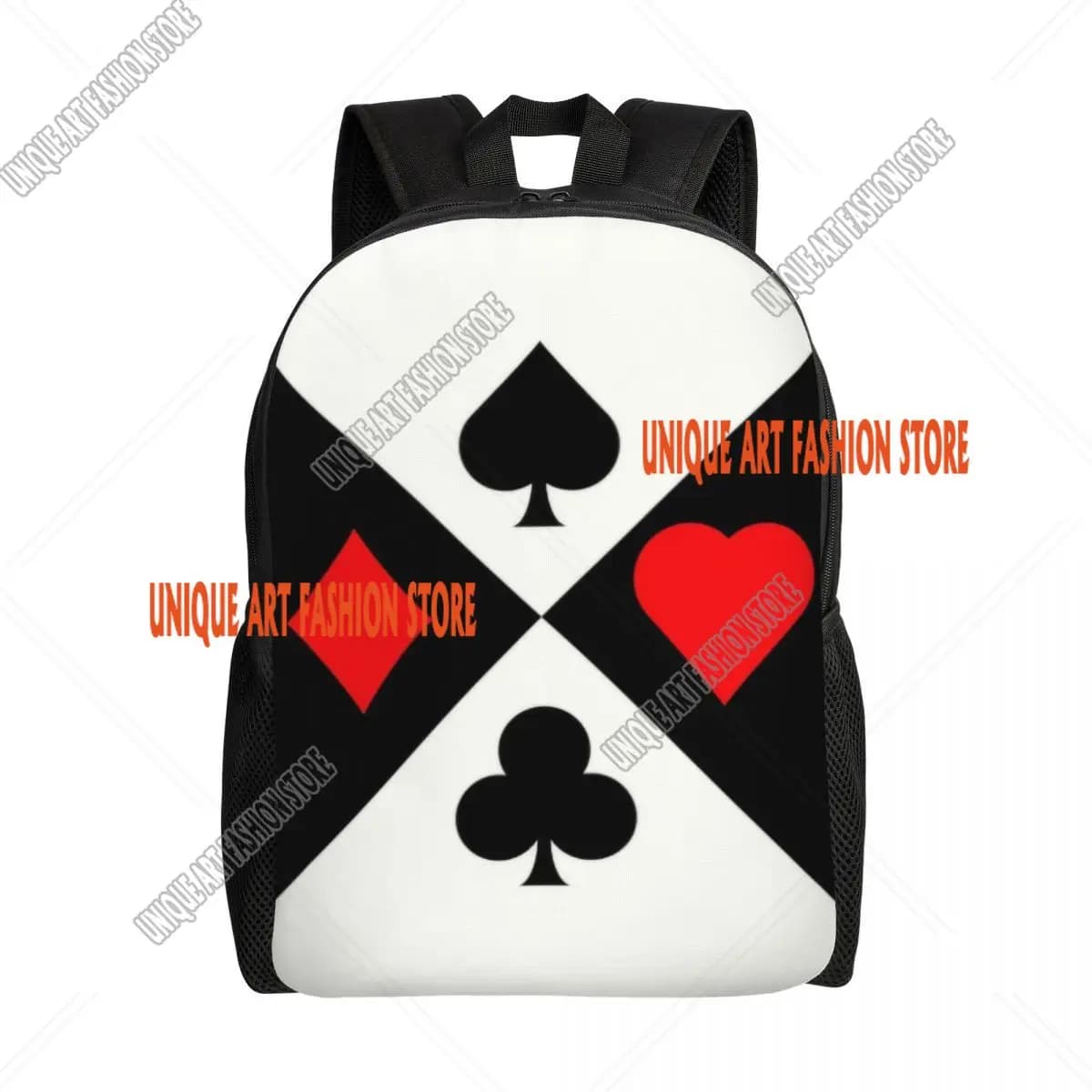 Zaini da poker Four Suits per uomo donna Borse per libri con stampa di borse per lettori di carte per scuole universitarie impermeabili