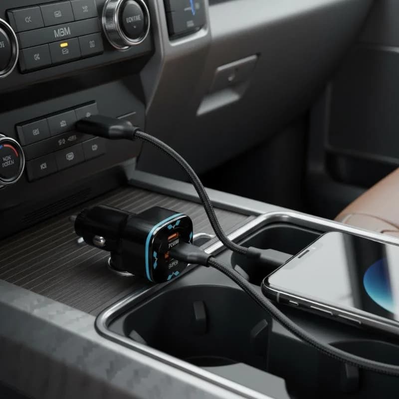 Car Charger 60W USB C Fast Charger PD30W QC3.0 Adapter Dual Port Quick Charge Cigarette Lighter Kit For Mobile Phones Tablets