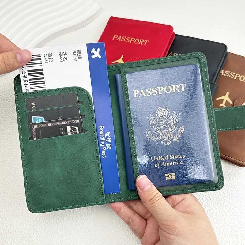1Pc ID Card Holder Travel Passport Cover Leather Multiple Card Slots Passport Holder Unisex Travel Organizer