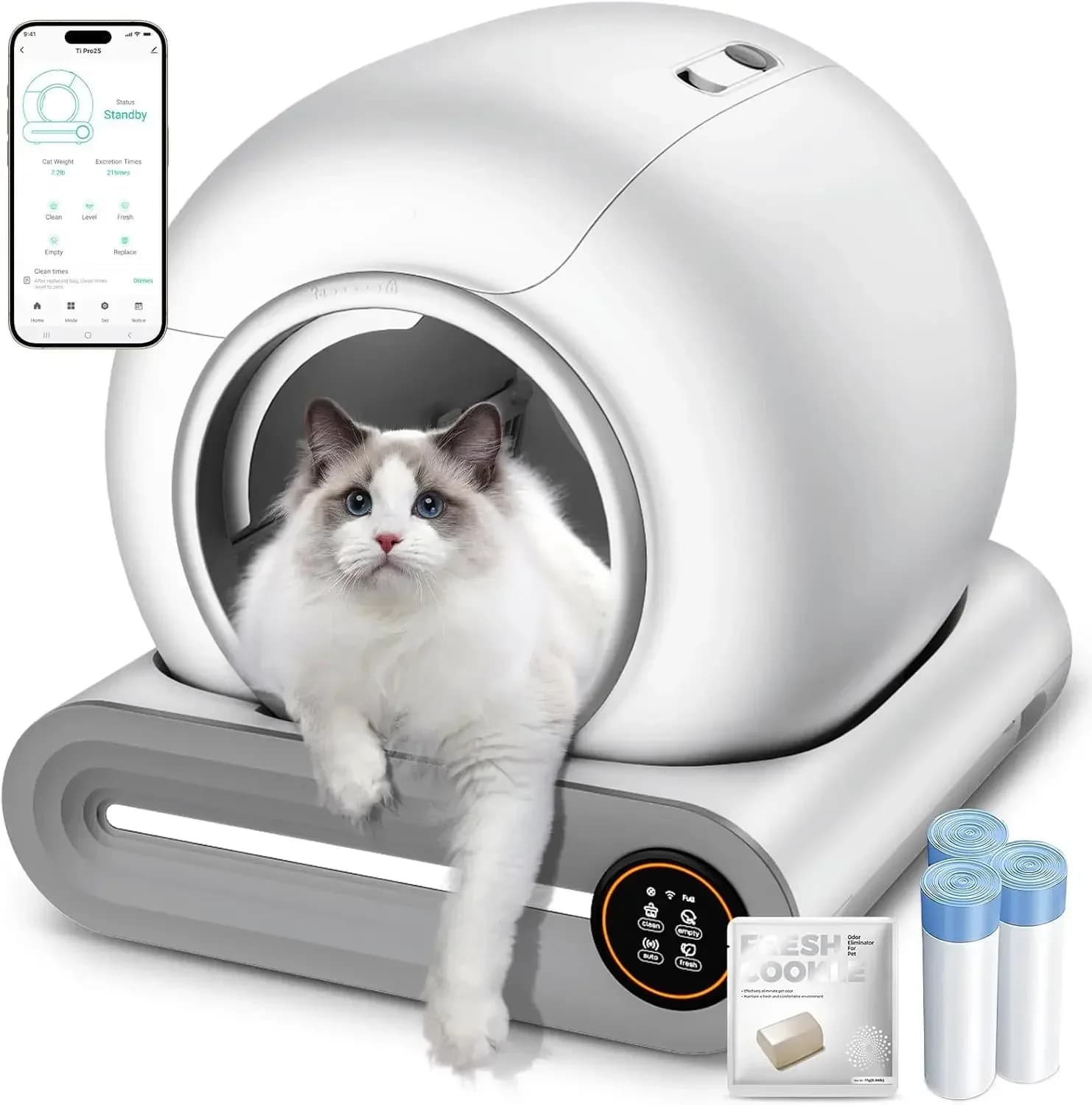 Lettiera Automatica Robotizzata (2026) Multifunzione Aggiornata, Autopulente per Gatti Multipli, 65L+9L Extra Large, con Controllo APP