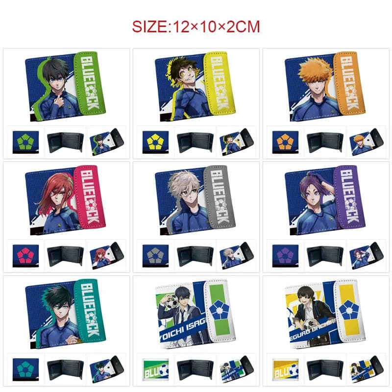 Blue Lock Anime Nagi Seishiro Short Wallet Pu Leather Snap Button Full Color Printed Character Card Cash Holder For Fans Gift