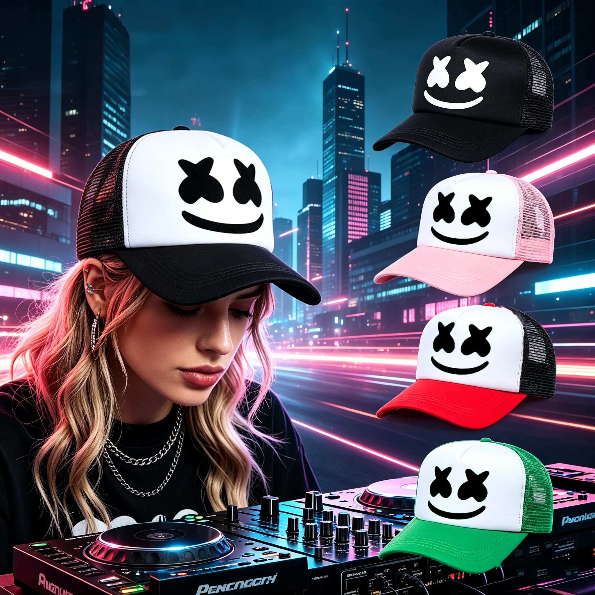 Cappellino da Baseball DJ Marshmello Personalizzato, Divertente Cappello Hip Hop per Concerti e Feste, Traspirante con Rete per Corsa e Ciclismo all'Aperto