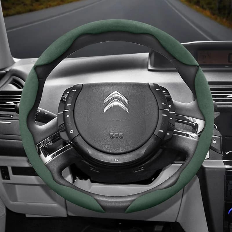 Coprivolante in Pelle Scamosciata Segmentata Antiscivolo per Citroen, Resistente e Durevole, per C3 C4 X Berlingo C5 Aircross Jumper Spacetourer Ami X, Accessori Rossi, Arancioni, Verdi, Neri