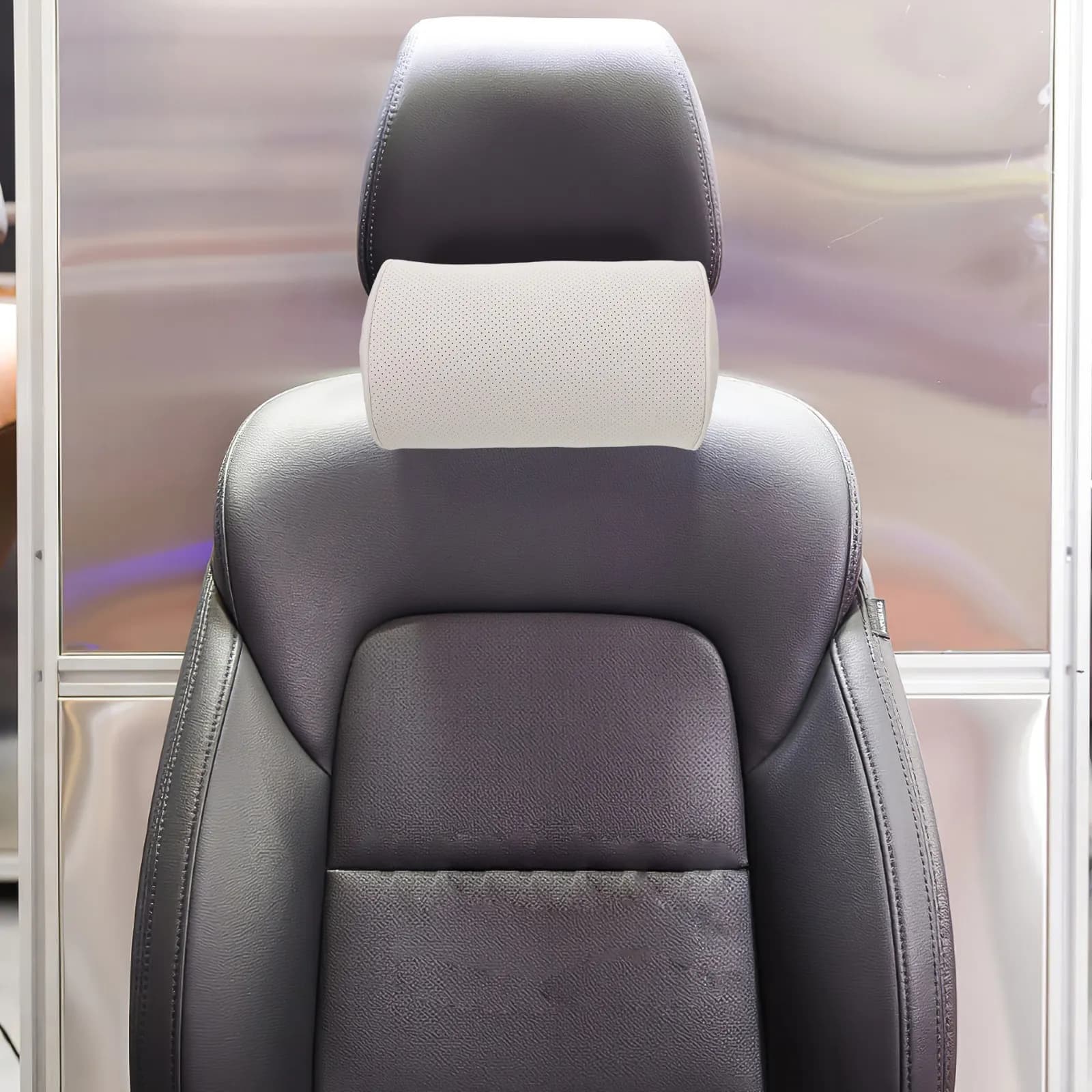Cuscino per Poggiatesta Auto, Materiale Traspirante e Assorbente, Supporto Ergonomico Sagomato per Lunghe Viaggi in Auto