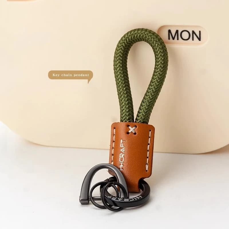 1 pezzo portachiavi in pelle intrecciata organizer portachiavi per auto premium ciondolo per borsa per uomo donna cordino in corda intrecciata con gancio in metallo regalo