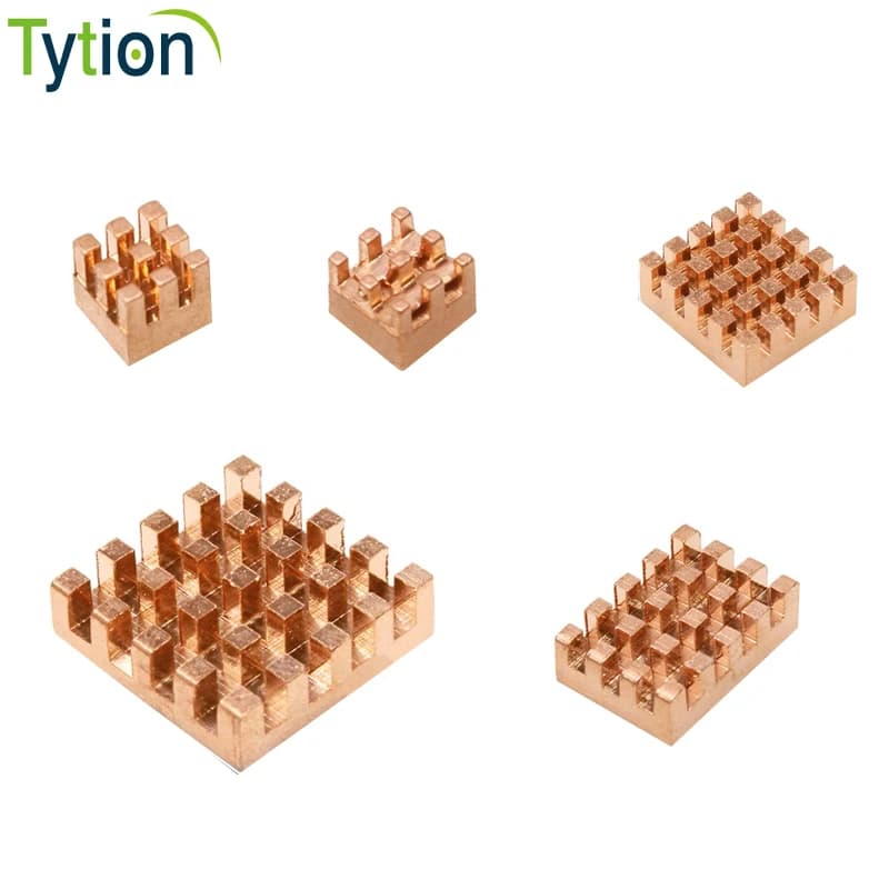 Raspberry Pi 5 heat sink in pure copper and aluminium Cooling and passive cooling Pack of 5 pieces with adhesive support