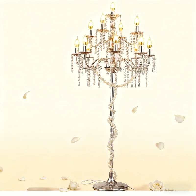 4 Set Negozio di forniture per feste di matrimonio Store13 Lampade da tavolo con candeliere di cristallo a bracci per la moderna luce stradale a T Puntelli per palcoscenici Festa di compleanno