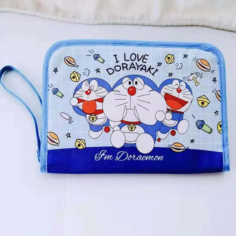 Doraemon Pochette portamonete portafoglio Porta carte Porta carte PU Cartella identificativa Borsa identificativa manuale per madre e bambino Passaporto