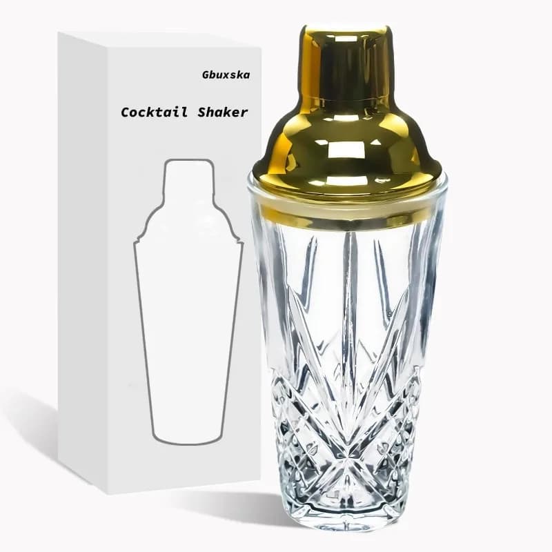 Kit Shaker per Cocktail in vetro, Set per Mocktail Martini da 14.5 once con coperchio e colino in acciaio metallico a tenuta stagna per uso domestico