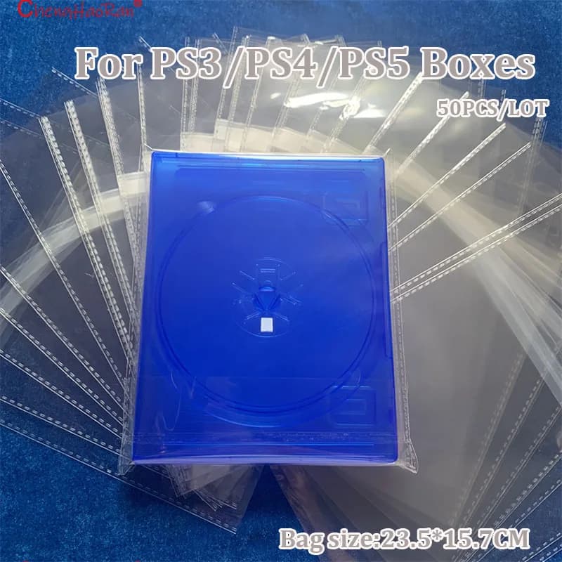 50PCS Copertura di Plastica Trasparente di Stoccaggio 23.5*15.7 CM Per PS3 PS4 PS5 Scatole di Gioco di Protezione Autosigillante a Prova di Polvere PackagingBag