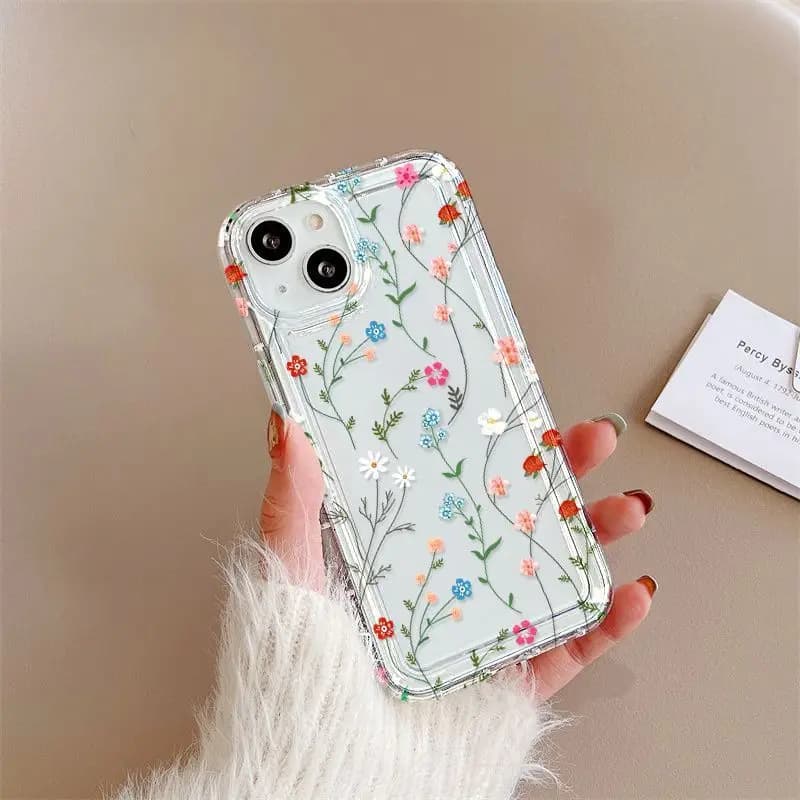Flower Phone Case For iPhone 16 Pro Case iPhone 15 14 13 12 11 Pro Max 13 12 Mini Shockproof Soft Clear Cover Funda