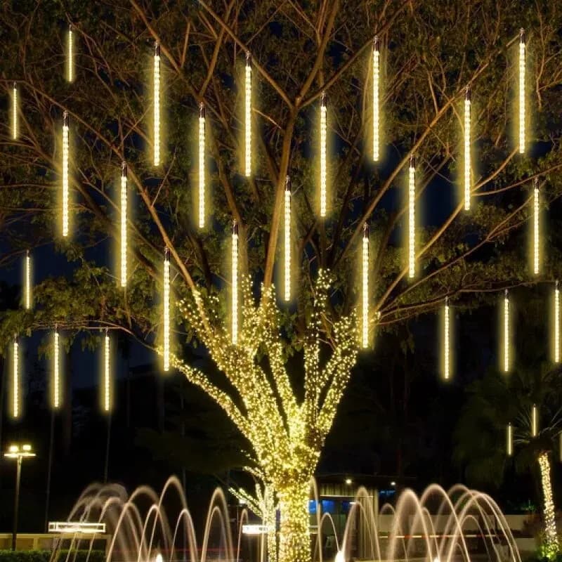 Luci a pioggia a LED da 30 cm con pioggia di meteoriti, impermeabili, gocce di pioggia che cadono, per decorazioni natalizie per feste, patio