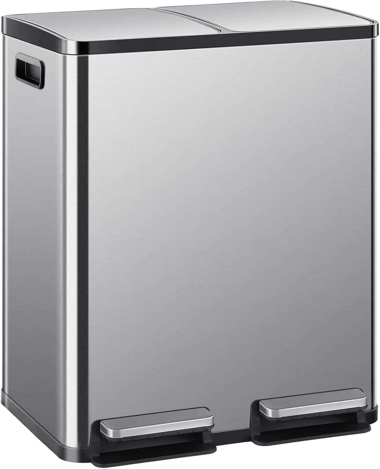 Set di 2 Pattumiere in Acciaio Inox da 8 Galloni con Coperchio, Pedale a Chiusura Morbida, 2 Contenitori Rimovibili per Cucina, Casa, Ufficio
