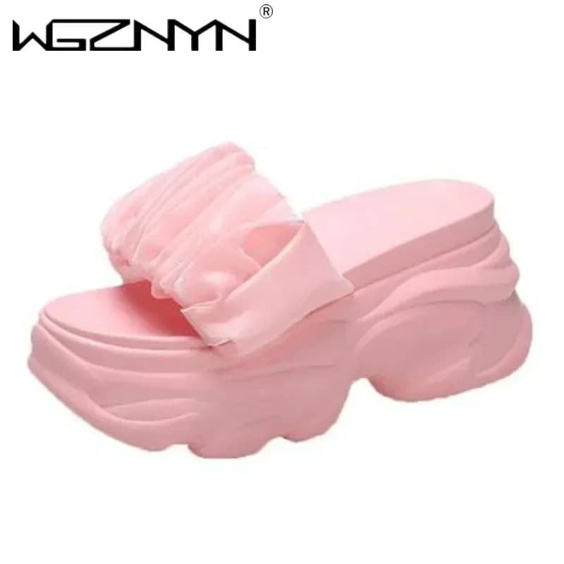 NUOVE donne estate sandalo grosso piattaforma pantofola 9CM tacchi alti signore scava fuori diapositive spiaggia infradito donna sandali De Mujer