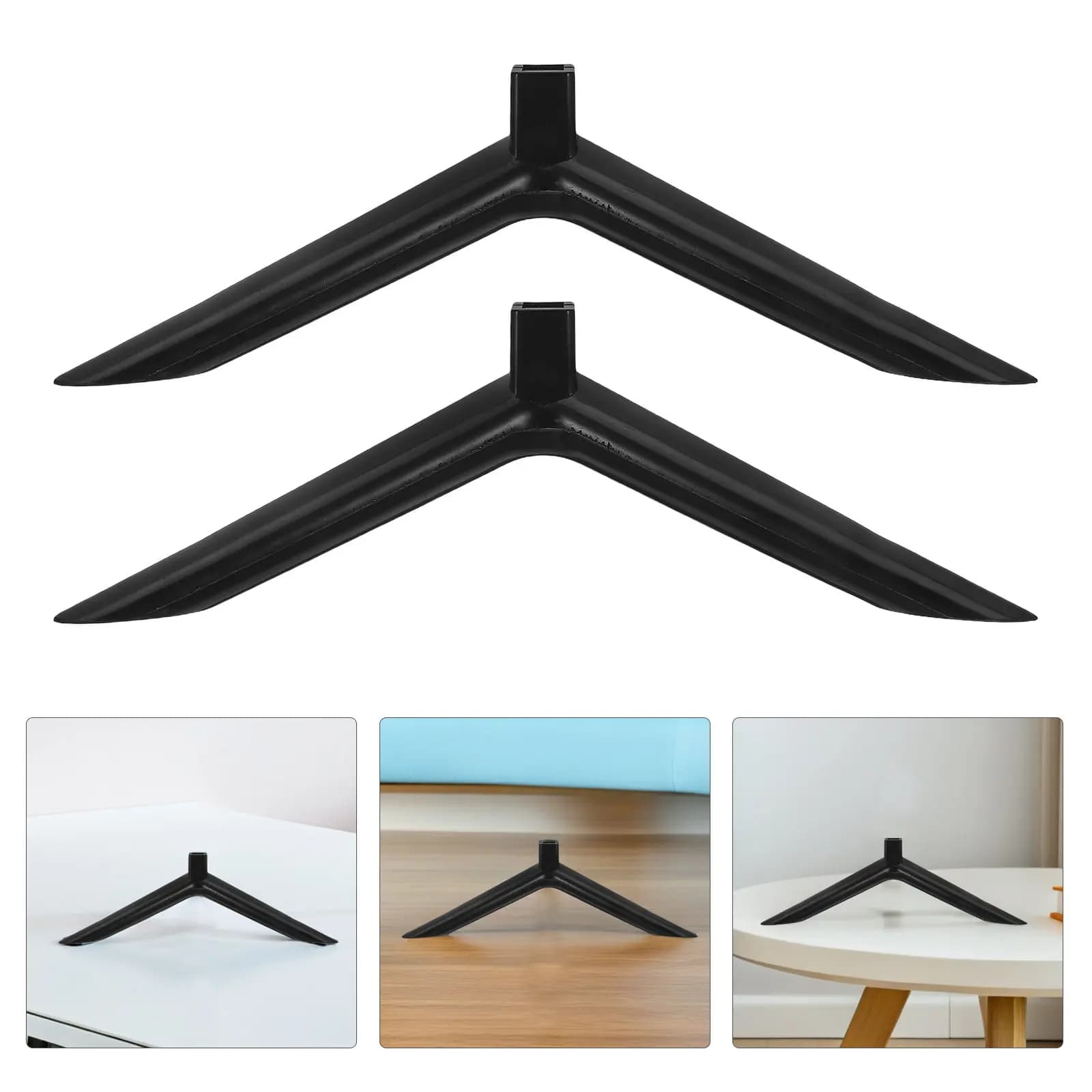 2Pairs Black Plastic TV Stand Legs with Screws for 24 Inch Tvs Stable Tabletop TV Base Replacement Enhanced Contact Area Monitor
