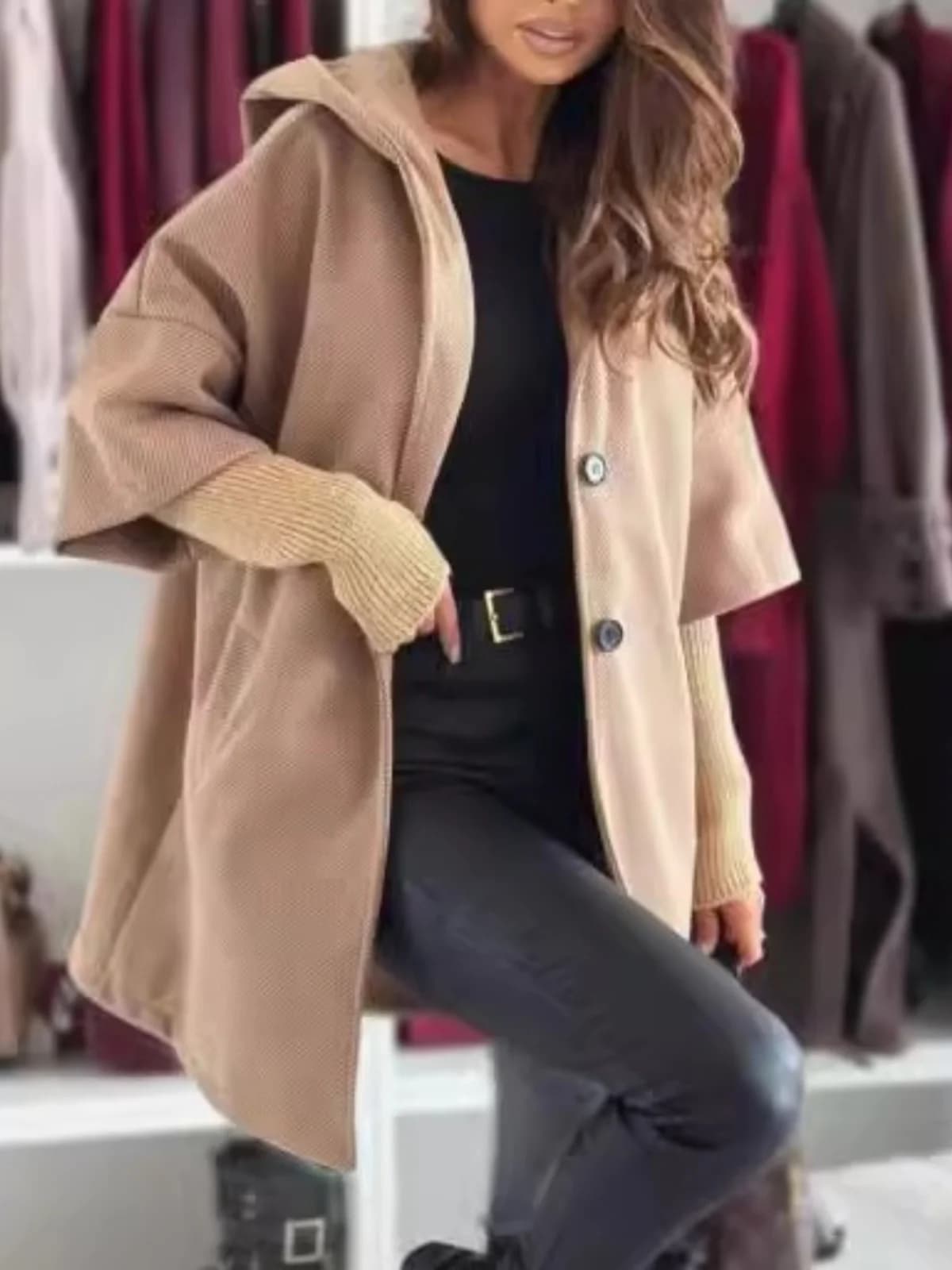 Cappotto Invernale Stile Britannico, Giacca in Lana a Collo Alto, Manica Media, Slim Fit, Elegante, Moda Femminile