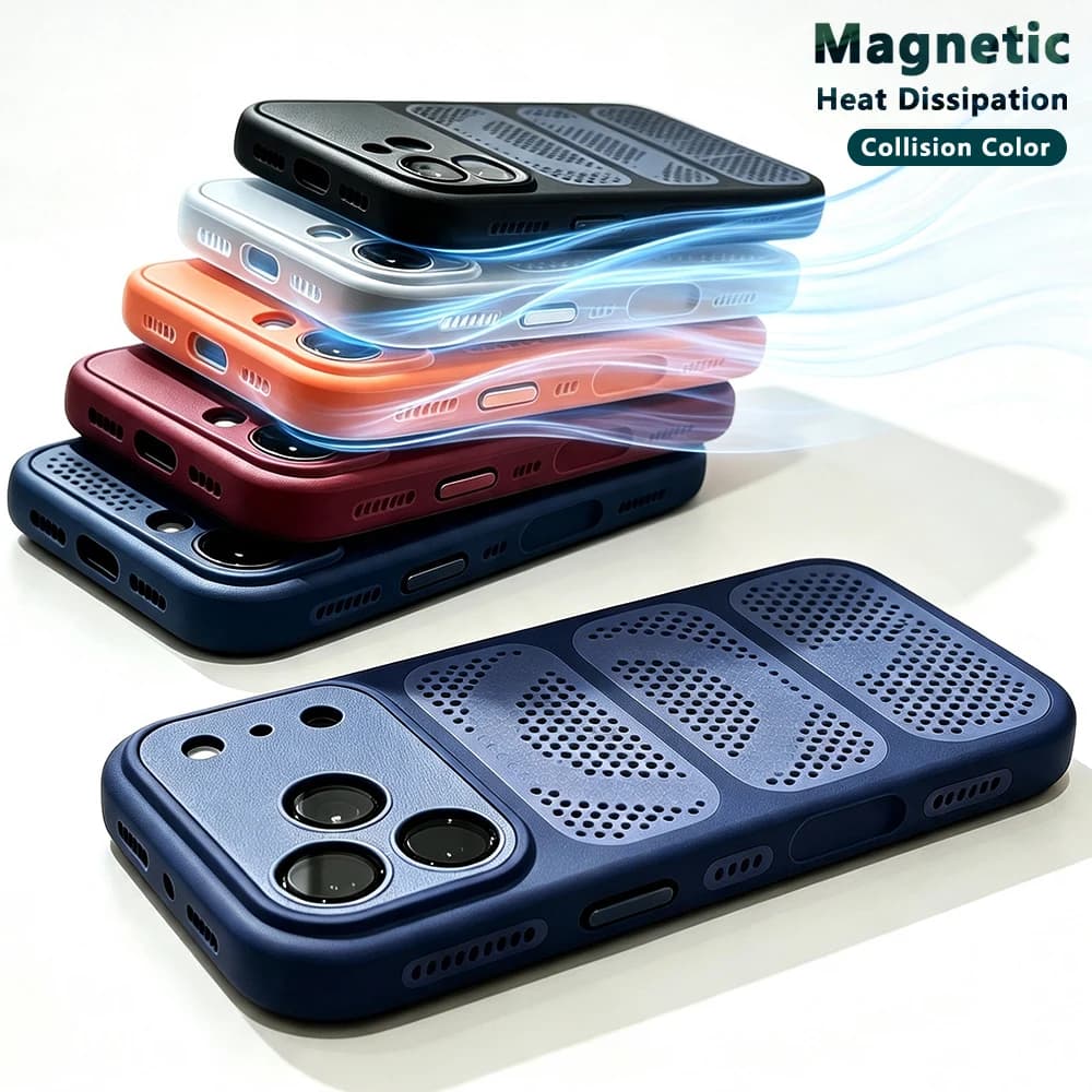 Luxury Heat Dissection Magnetic Case For Iphone 18 16 15 14 13 12 17 Pro Max Magsafe Cover Original Magnet Striped Lens Protect