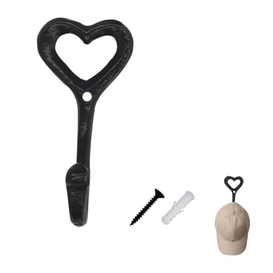 Ganci da parete in ghisa a forma di cuore per cucina, appendi asciugamani per matrimoni, ganci decorativi a forma di cuore per appendere grembiuli, cappelli da bagno e berretti
