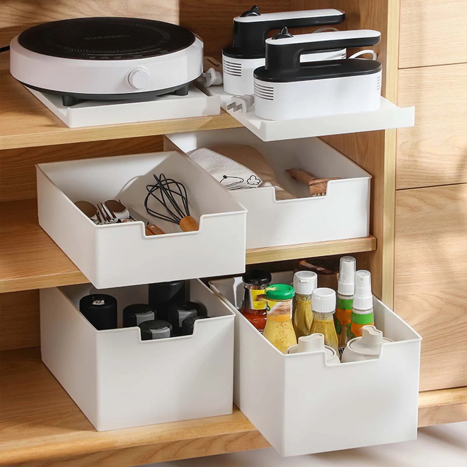 Organizzatore per armadietto estraibile Scaffali portaoggetti Cassetti estraibili Cassetto scorrevole multiuso