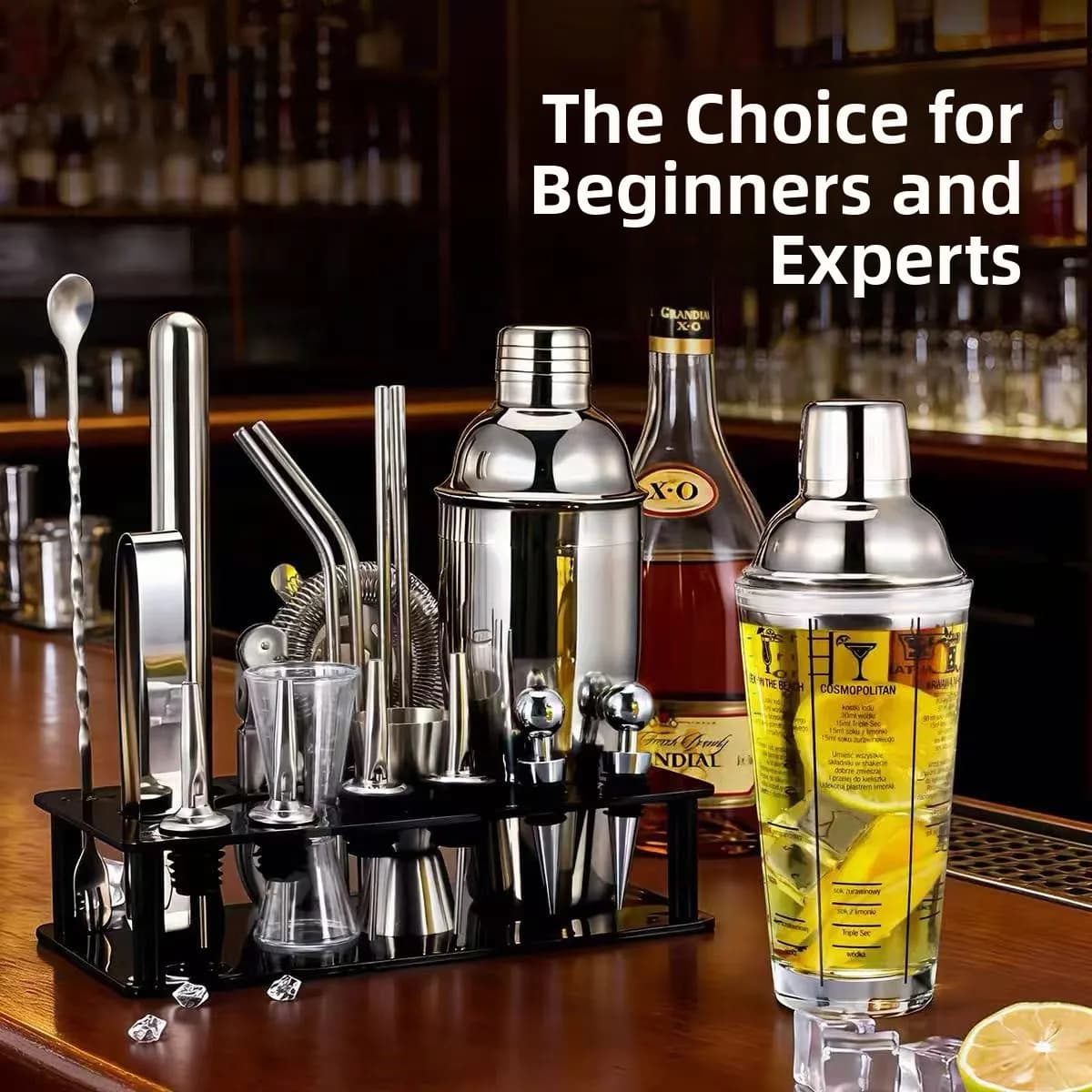 Stainless Steel Cocktail Shaker Set Professional Bar Tools Hand Shake Mixing Cup for Making Cocktails And Snow Drinks